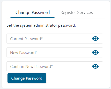 The Change Password form for SbPAM's built-in Admin account.