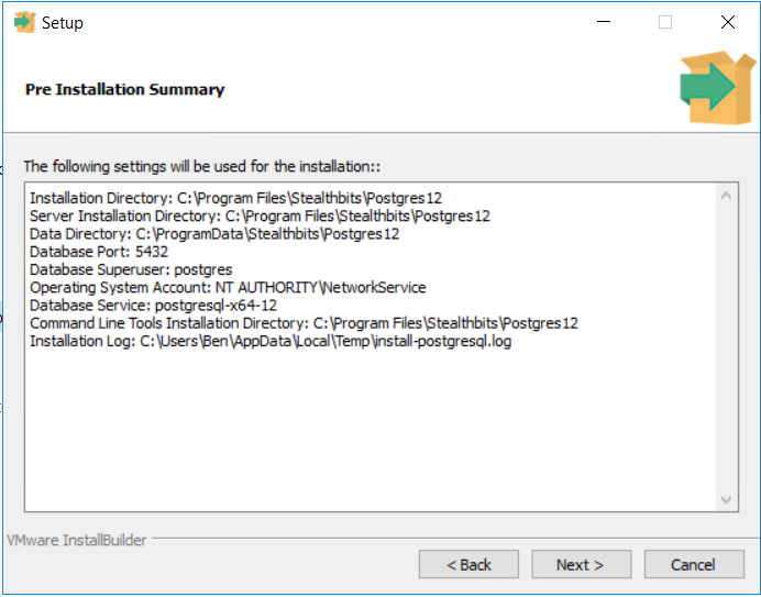 Postgres Pre-Installation Summary