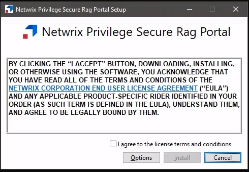 Portal installer license agreement page
